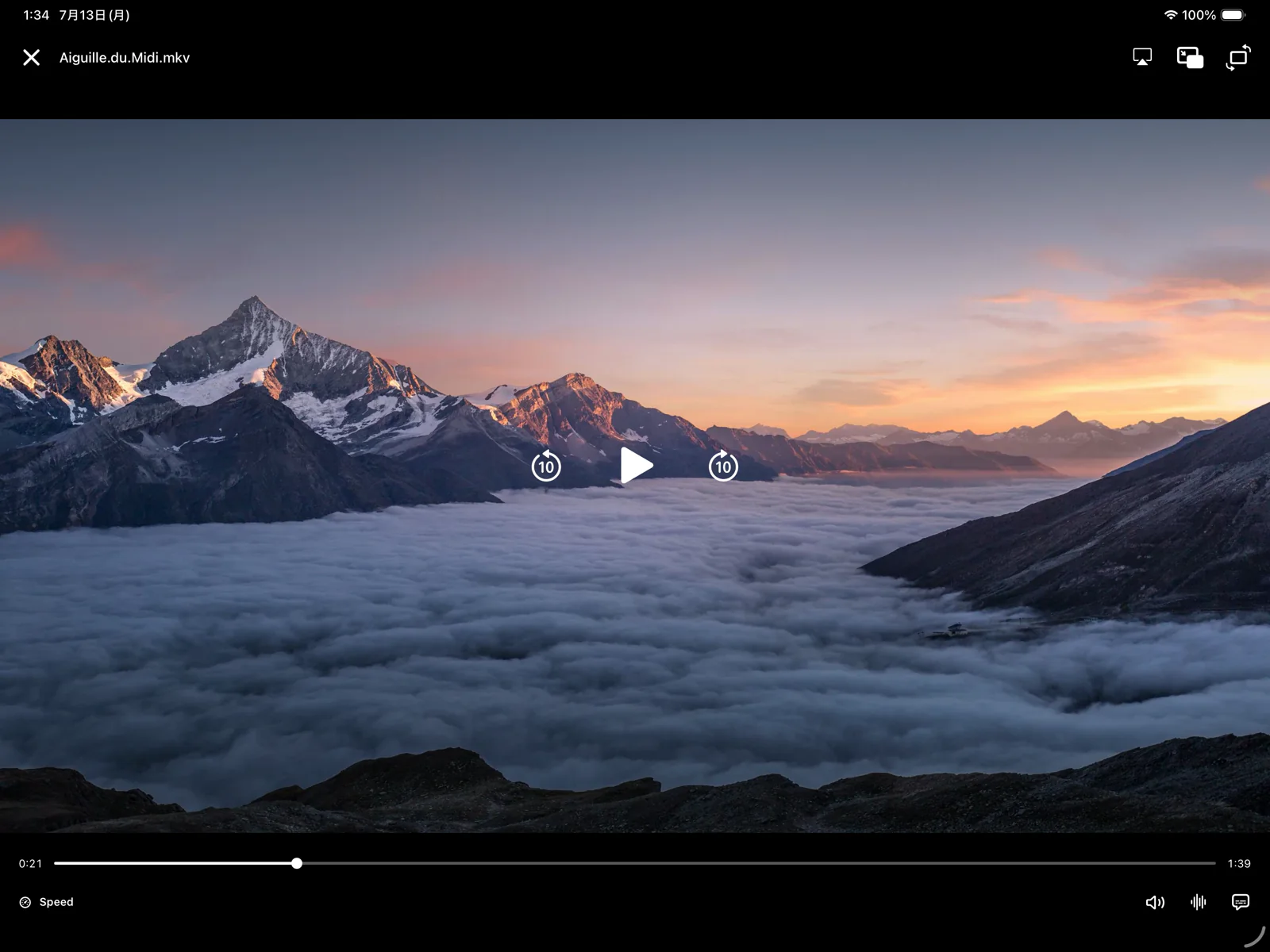 Neo Video playing a movie on an iPad